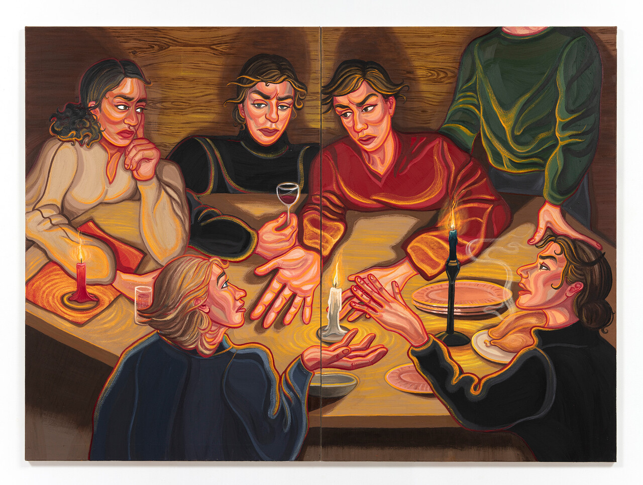 Ania Hobson, "Heated Debate", 2022, Oil on canvas, 170×230 cm.  / Courtesy of Ania Hobson