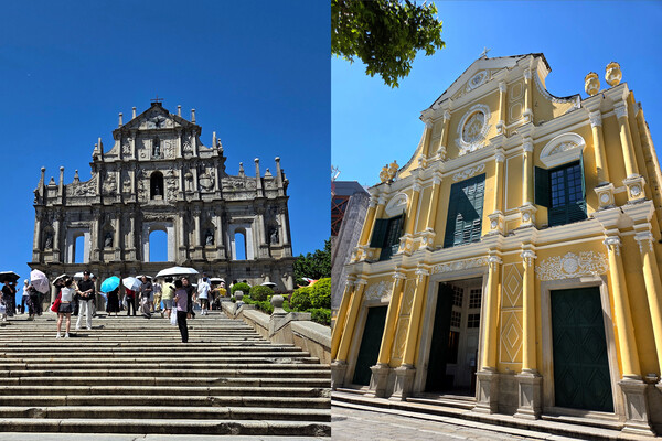 그랜드 리스보아 팰리스 리조트에서 셔틀 버스로 편리하게 이동이 가능한 마카오 대표 명소들. 성 바울 성당 유적지와 도미니크 성당.